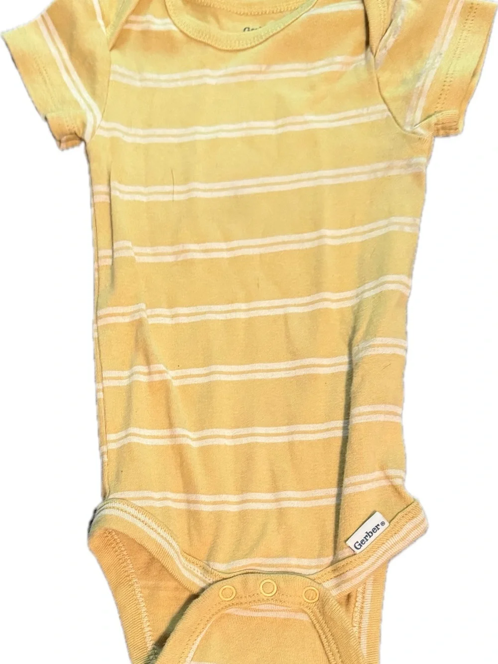Gerber Yellow and White Striped Short-Sleeve Baby Bodysuit